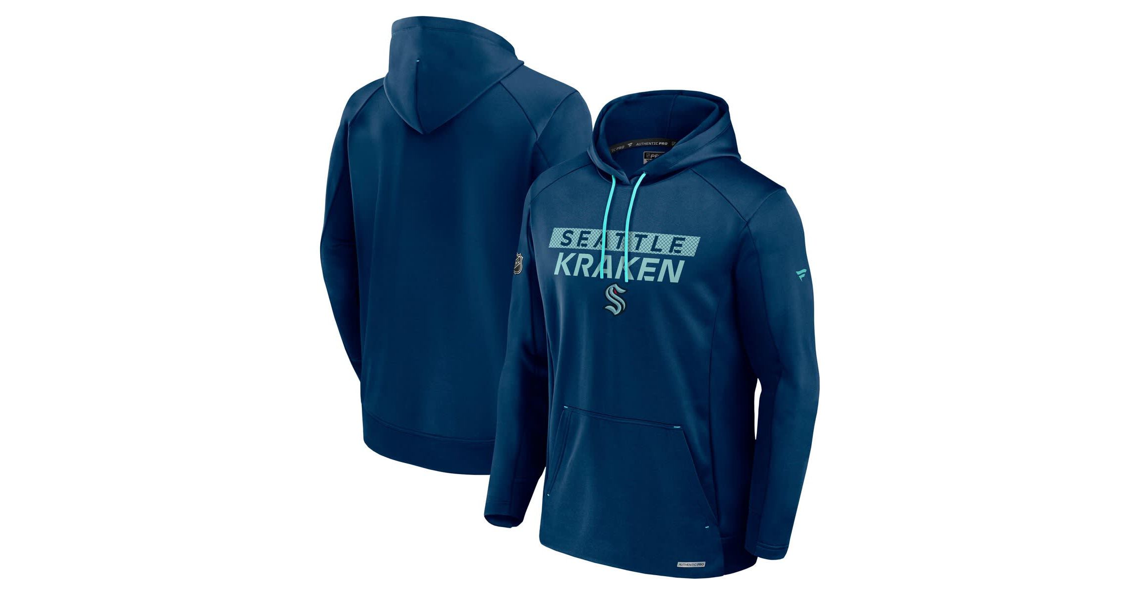NHL Fanatics Deep Sea Seattle Kraken Authentic Pro Rink Fleece Pullover Hoodie