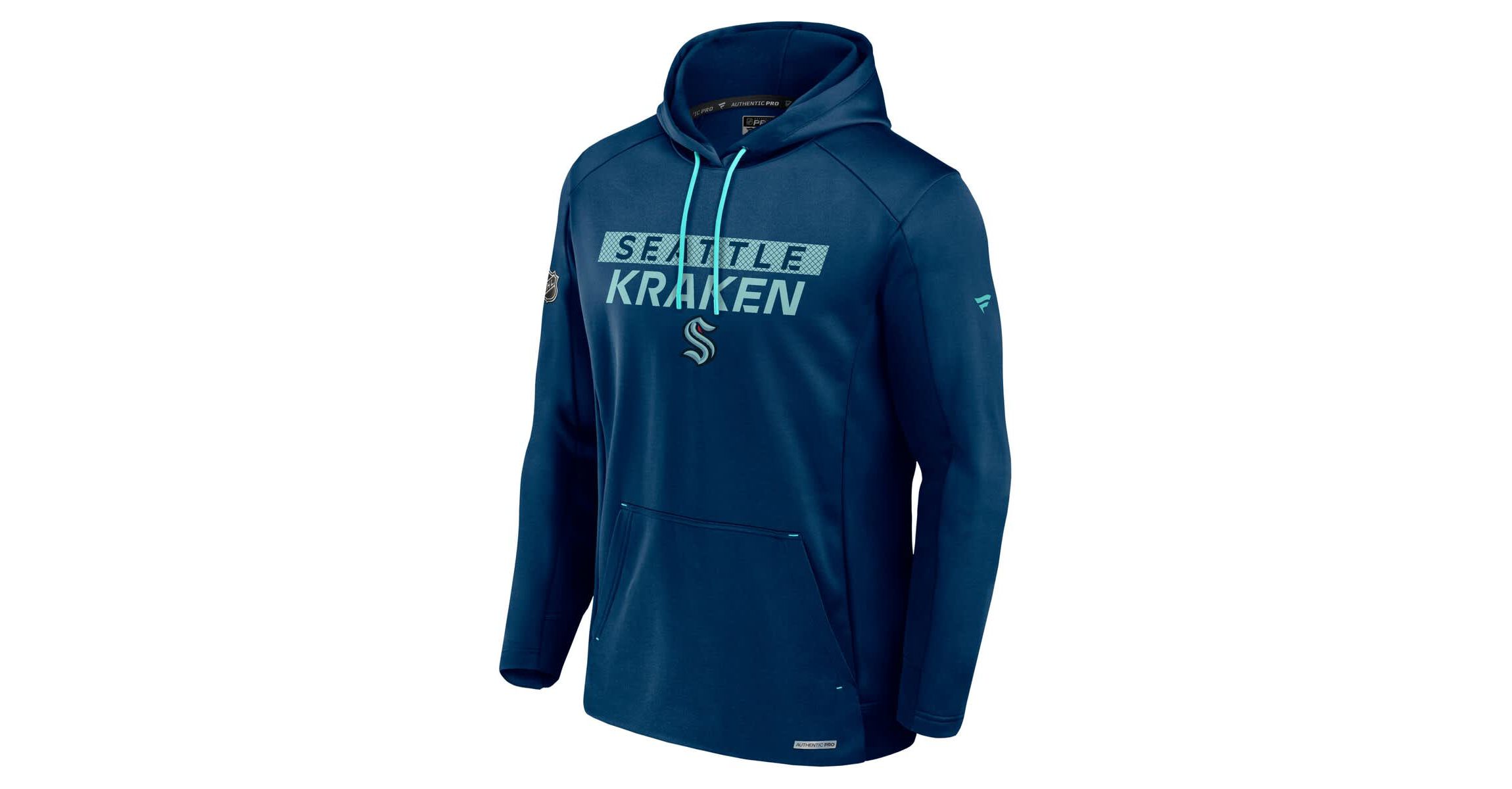 NHL Fanatics Deep Sea Seattle Kraken Authentic Pro Rink Fleece Pullover Hoodie
