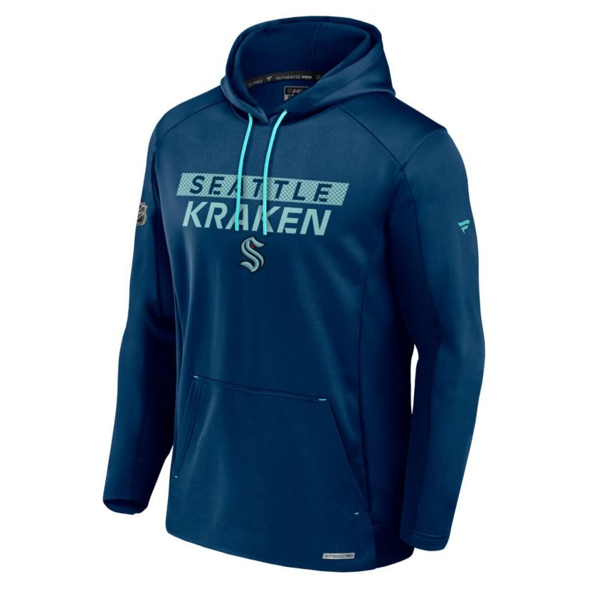 NHL Fanatics Deep Sea Seattle Kraken Authentic Pro Rink Fleece Pullover Hoodie