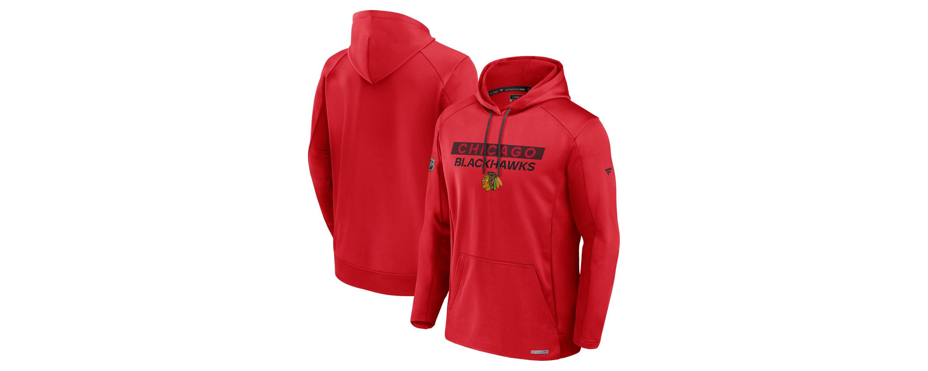 NHL Fanatics Chicago Blackhawks Authentic Pro Rink Fleece Pullover Hoodie
