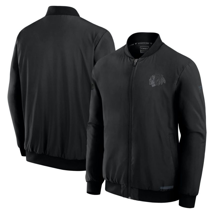 NHL Fanatics Chicago Blackhawks Authentic Pro Road Full-Zip Bomber Jacket
