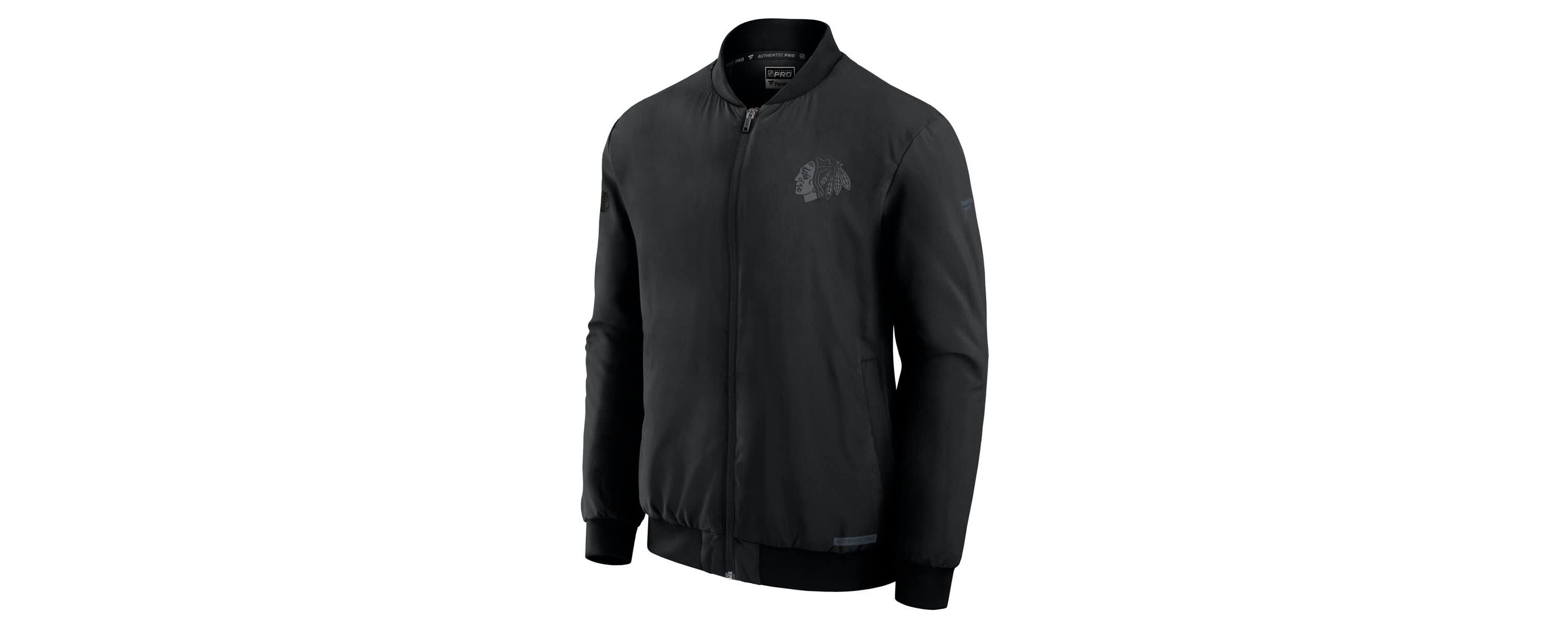 NHL Fanatics Chicago Blackhawks Authentic Pro Road Full-Zip Bomber Jacket