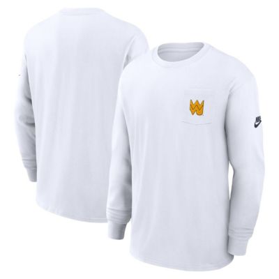 Men's NCAA Nike West Virginia Mountaineers Legacy Max90 Pocket Long Sleeve T-Shirt, White, Medium
