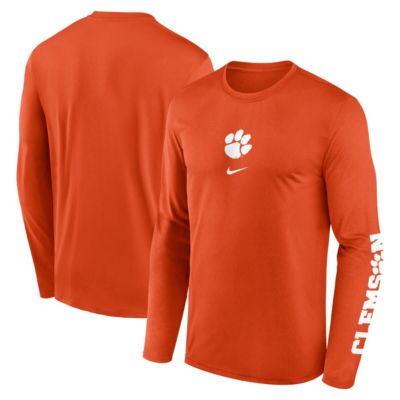Men's NCAA Nike Clemson Tigers Primetime Two-Hit Legend Dri-FIT Long Sleeve T-Shirt, Orange, 2XL