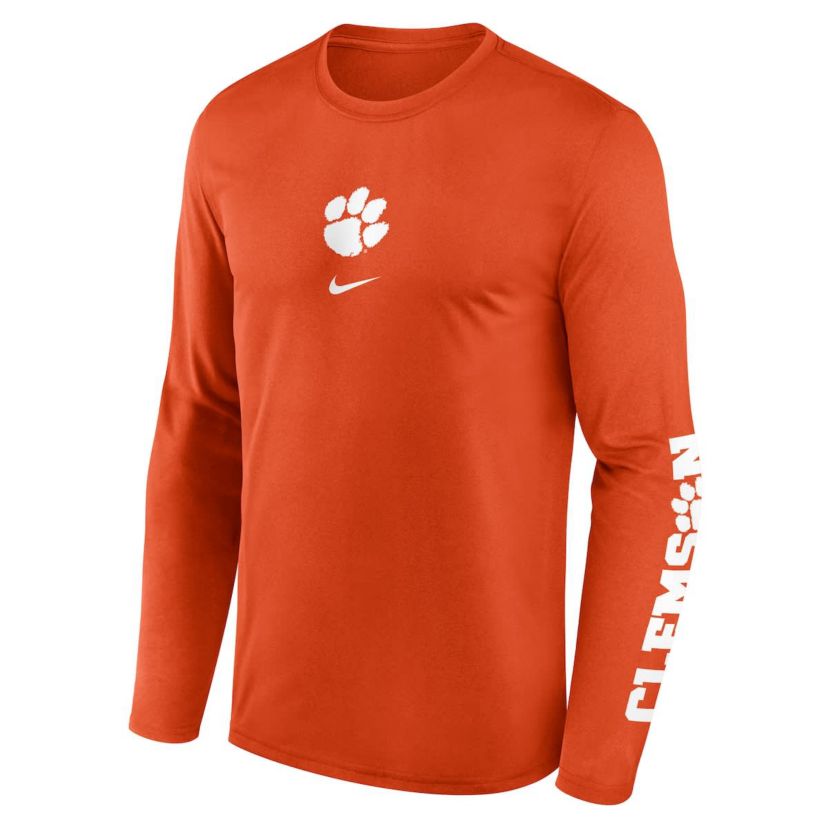 NCAA Nike Clemson Tigers Primetime Two-Hit Legend Dri-FIT Long Sleeve T-Shirt