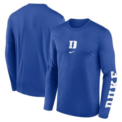 Men's Duke Blue Devils NCAA Nike Duke Devils Primetime Two-Hit Legend Dri-FIT Long Sleeve T-Shirt, 2XL