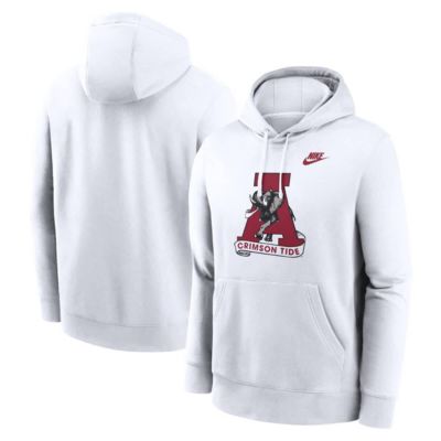Men's Alabama Crimson Tide NCAA Nike Alabama Tide Legacy Logo Club Fleece Pullover Hoodie, White, 2XL