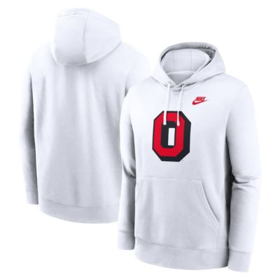 Men's NCAA Nike Ohio State Buckeyes Legacy Logo Club Fleece Pullover Hoodie, White, XL