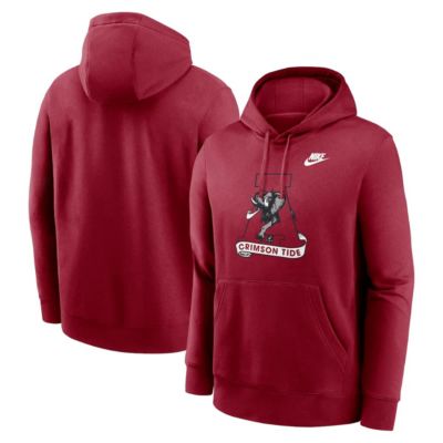 Men's Alabama Crimson Tide NCAA Nike Alabama Tide Legacy Logo Club Fleece Pullover Hoodie, 2XL
