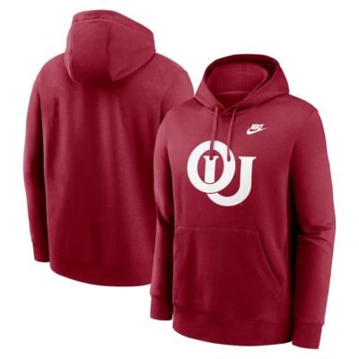 Men's NCAA Nike Oklahoma Sooners Legacy Logo Club Fleece Pullover Hoodie, Crimson, 2XL