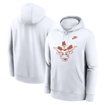 Men's NCAA Nike Texas Longhorns Legacy Logo Club Fleece Pullover Hoodie, White, 2XL