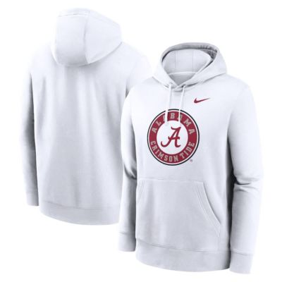 Men's Alabama Crimson Tide NCAA Nike Alabama Tide Primetime Alternate Logo Club Fleece Pullover Hoodie, White, 2XL