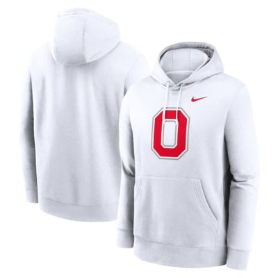Men's NCAA Nike Ohio State Buckeyes Primetime Alternate Logo Club Fleece Pullover Hoodie, White, 2XL