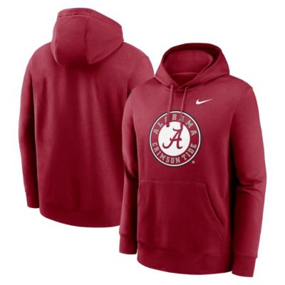 Men's Alabama Crimson Tide NCAA Nike Alabama Tide Primetime Alternate Logo Club Fleece Pullover Hoodie, 2XL