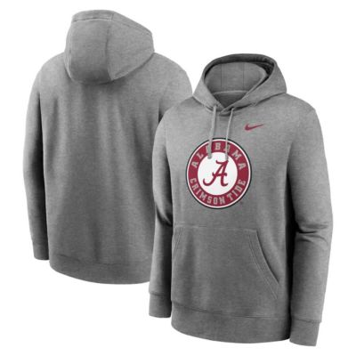 Men's Alabama Crimson Tide NCAA Nike Alabama Tide Primetime Alternate Logo Club Fleece Pullover Hoodie, Gray, 2XL