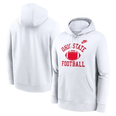 Men's NCAA Nike Ohio State Buckeyes Legacy Football Icon Club Fleece Pullover Hoodie, White, XL