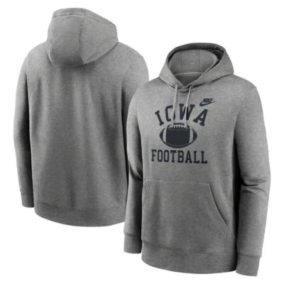 Men's NCAA Nike Iowa Hawkeyes Legacy Football Icon Club Fleece Pullover Hoodie, Gray, 2XL