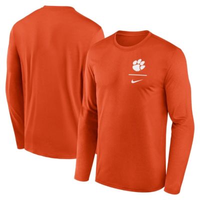 Men's NCAA Nike Clemson Tigers Primary Stack Legend Performance Long Sleeve T-Shirt, Orange, 2XL