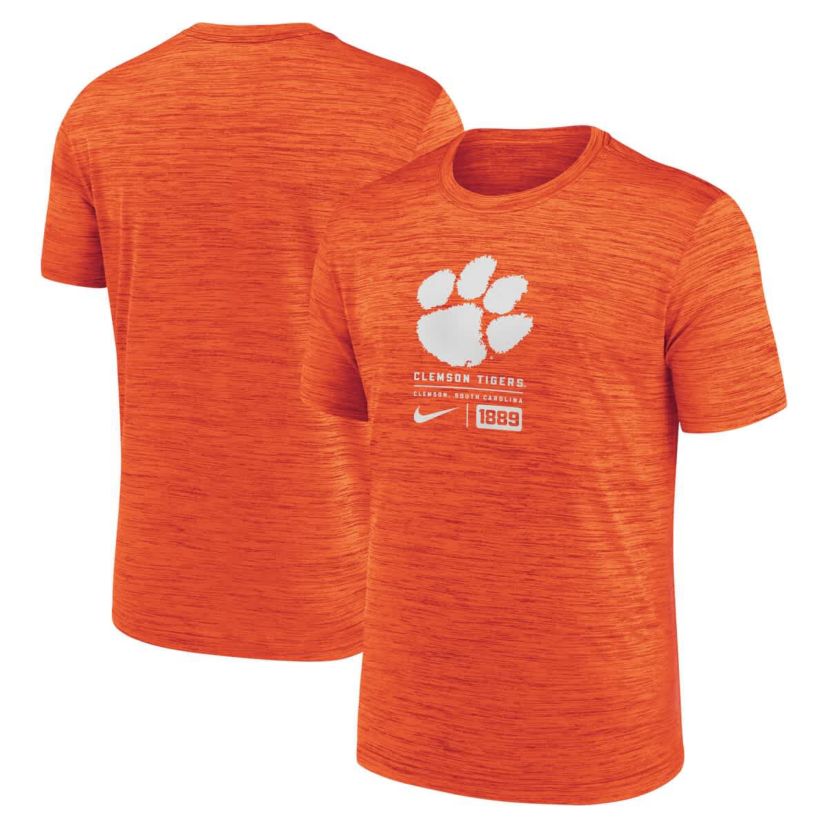 NCAA Nike Clemson Tigers Campus Center Block Velocity Performance T-Shirt