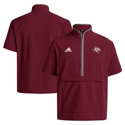 adidas Men's NCAA Texas A&M Aggies 2024 Coaches Sideline Half-Zip Short Sleeve Jacket