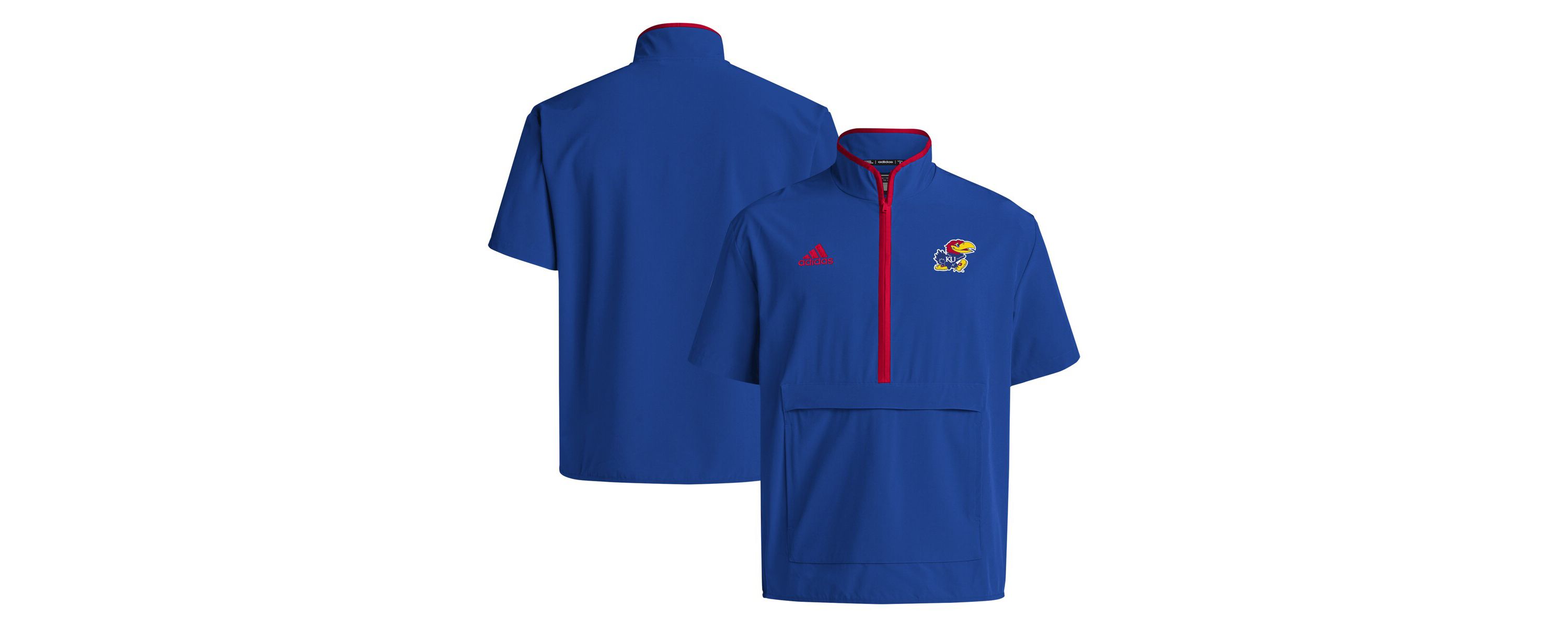 NCAA Kansas Jayhawks 2024 Coaches Sideline Half-Zip Short Sleeve Jacket