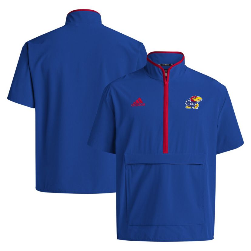 NCAA Kansas Jayhawks 2024 Coaches Sideline Half-Zip Short Sleeve Jacket