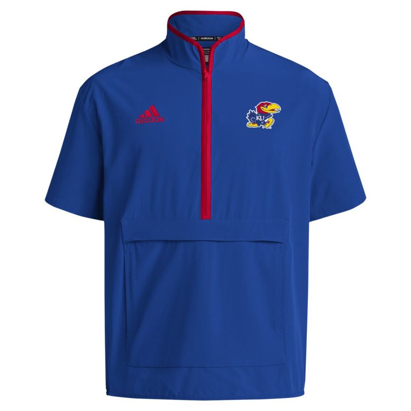 NCAA Kansas Jayhawks 2024 Coaches Sideline Half-Zip Short Sleeve Jacket
