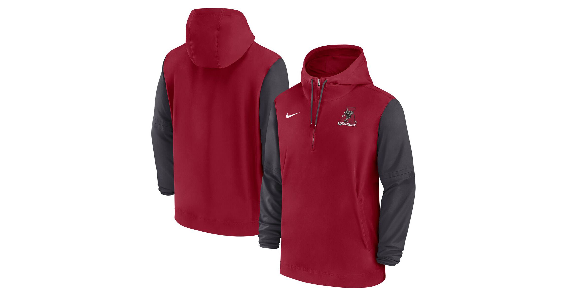 Alabama Crimson Tide NCAA Nike Alabama Tide 2024 Sideline Pregame Player Half-Zip Hoodie