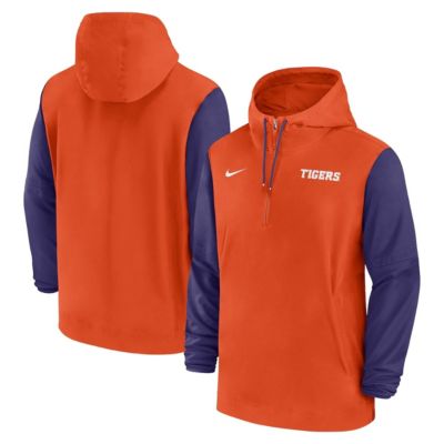 Men's NCAA Nike Clemson Tigers 2024 Sideline Pregame Player Half-Zip Hoodie, Orange, Large