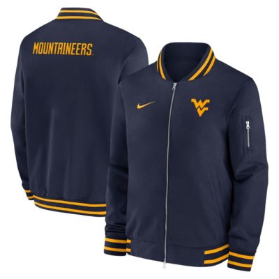 Men's NCAA Nike West Virginia Mountaineers 2024 Sideline Relaxed Full-Zip Bomber Jacket
