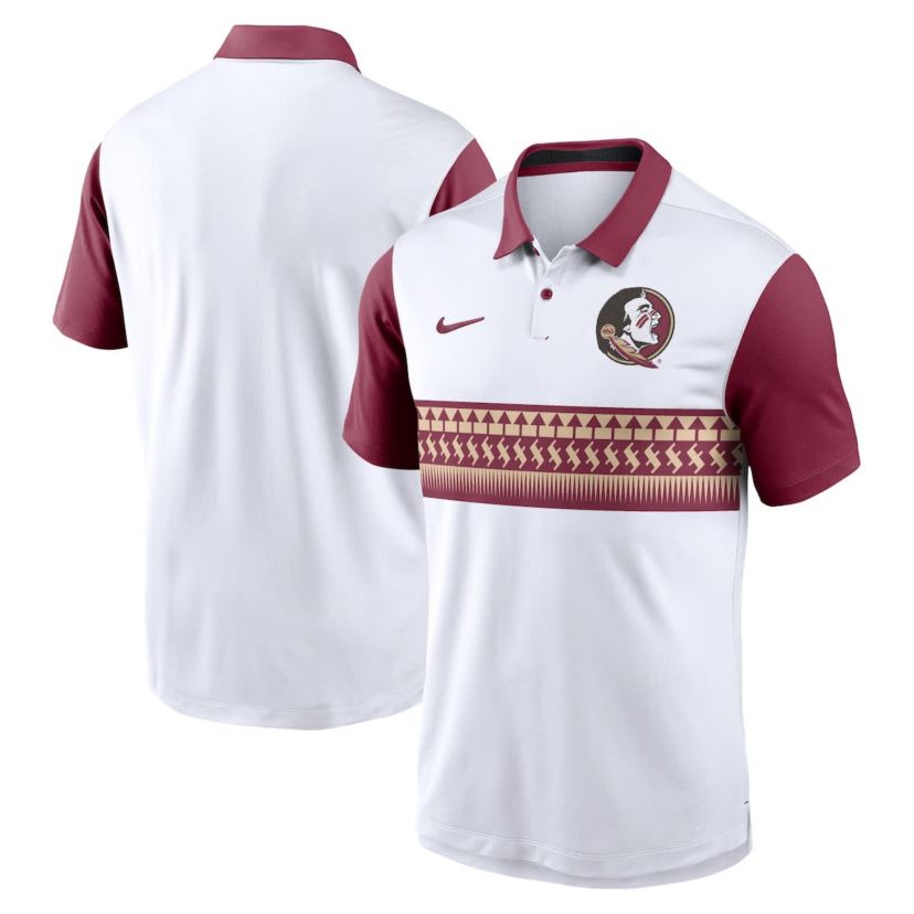 NCAA Nike White/Garnet Florida State Seminoles Primetime Campus Pattern Vapor Dri-FIT Polo