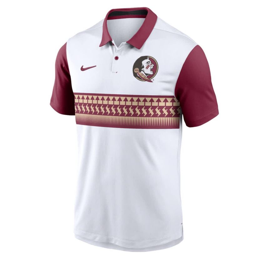 NCAA Nike White/Garnet Florida State Seminoles Primetime Campus Pattern Vapor Dri-FIT Polo