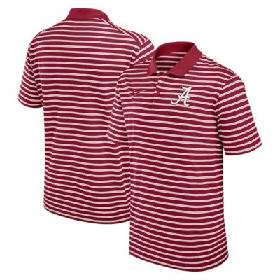 Men's Alabama Crimson Tide NCAA Nike Alabama Tide Primetime Victory Striped Dri-FIT Polo, Medium