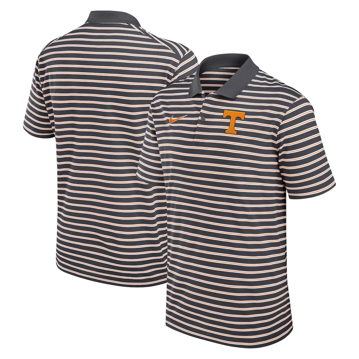 NCAA Nike Anthracite/White Tennessee Volunteers Primetime Victory Striped Dri-FIT Polo