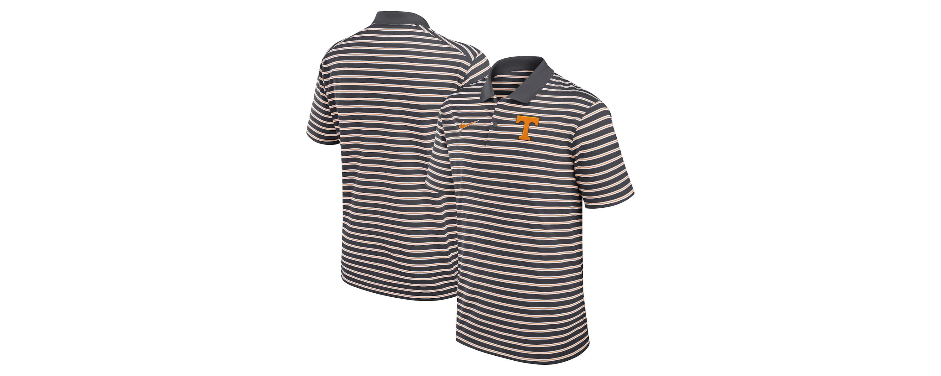 NCAA Nike Anthracite/White Tennessee Volunteers Primetime Victory Striped Dri-FIT Polo