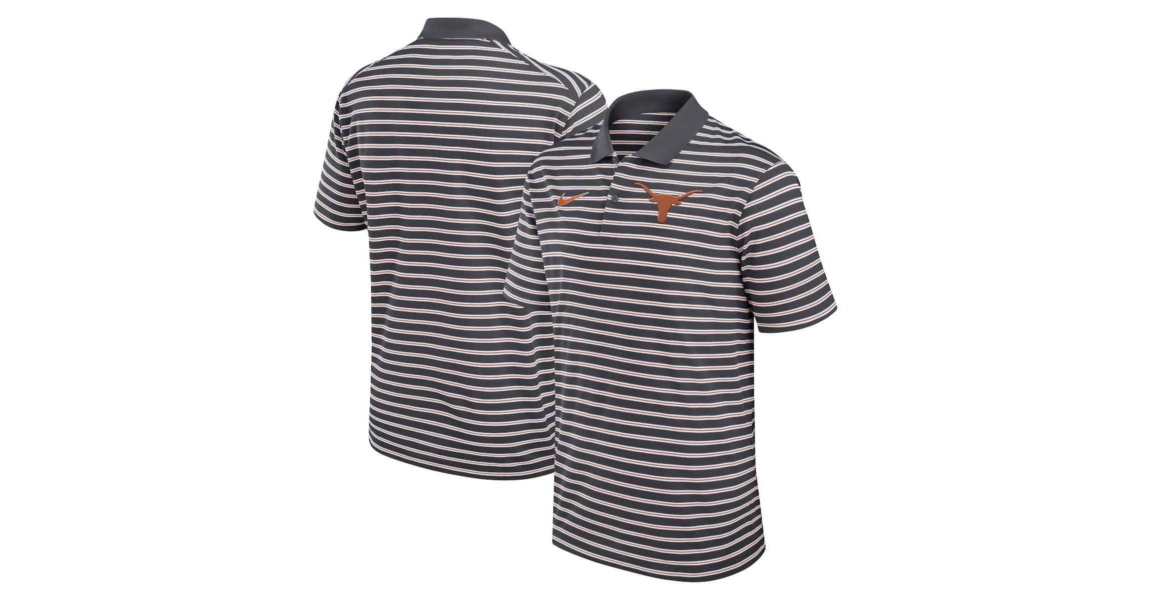 NCAA Nike Anthracite/White Texas Longhorns Primetime Victory Striped Dri-FIT Polo