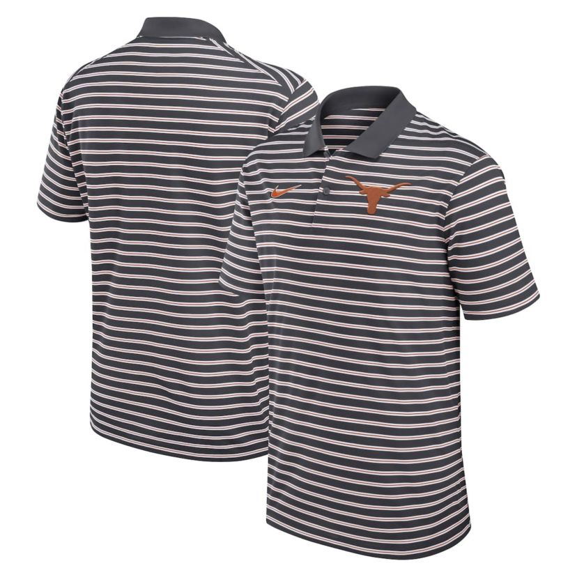 NCAA Nike Anthracite/White Texas Longhorns Primetime Victory Striped Dri-FIT Polo