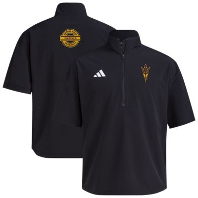 adidas Men's NCAA Arizona State Sun Devils 2024 Half-Zip Short Sleeve Training Jacket, Black, Small