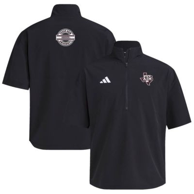 adidas Men's NCAA Texas A&M Aggies 2024 Half-Zip Short Sleeve Training Jacket, Black, Medium