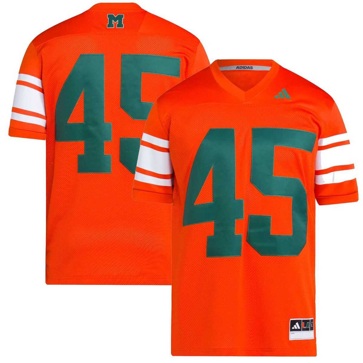 Miami (FL) Hurricanes NCAA #45 Miami Hurricanes Football Icon Premier Jersey