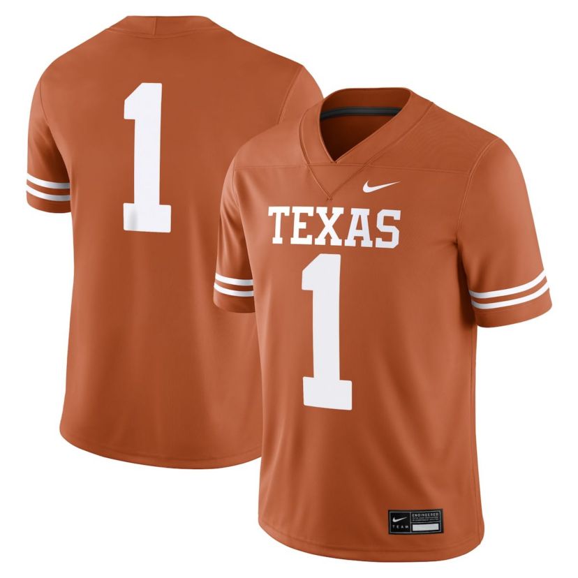 NCAA Nike #1 Texas Texas Longhorns Game Jersey