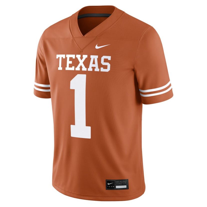 NCAA Nike #1 Texas Texas Longhorns Game Jersey