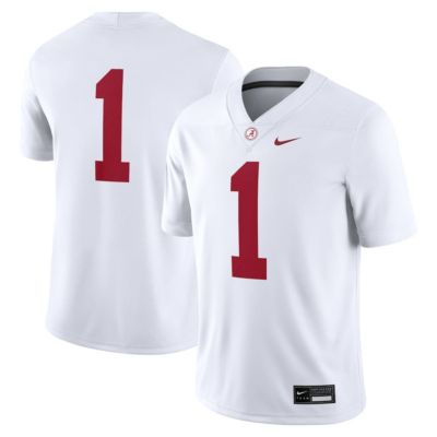 Men's Alabama Crimson Tide NCAA Nike #1 Alabama Tide Game Jersey, White, Large