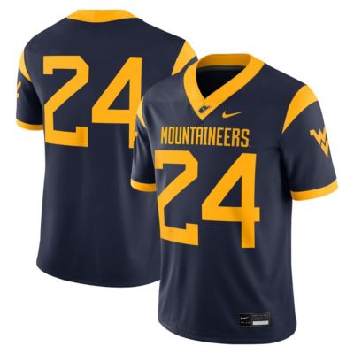 Men's NCAA Nike #24 West Virginia Mountaineers Game Jersey, Navy Blue, Small
