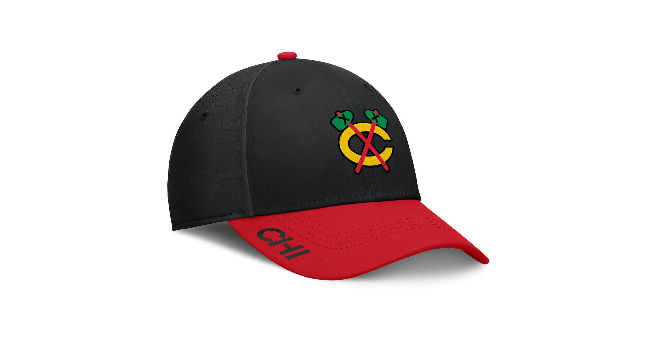NHL Fanatics Black/Red Chicago Blackhawks Authentic Pro Rink Flex Hat