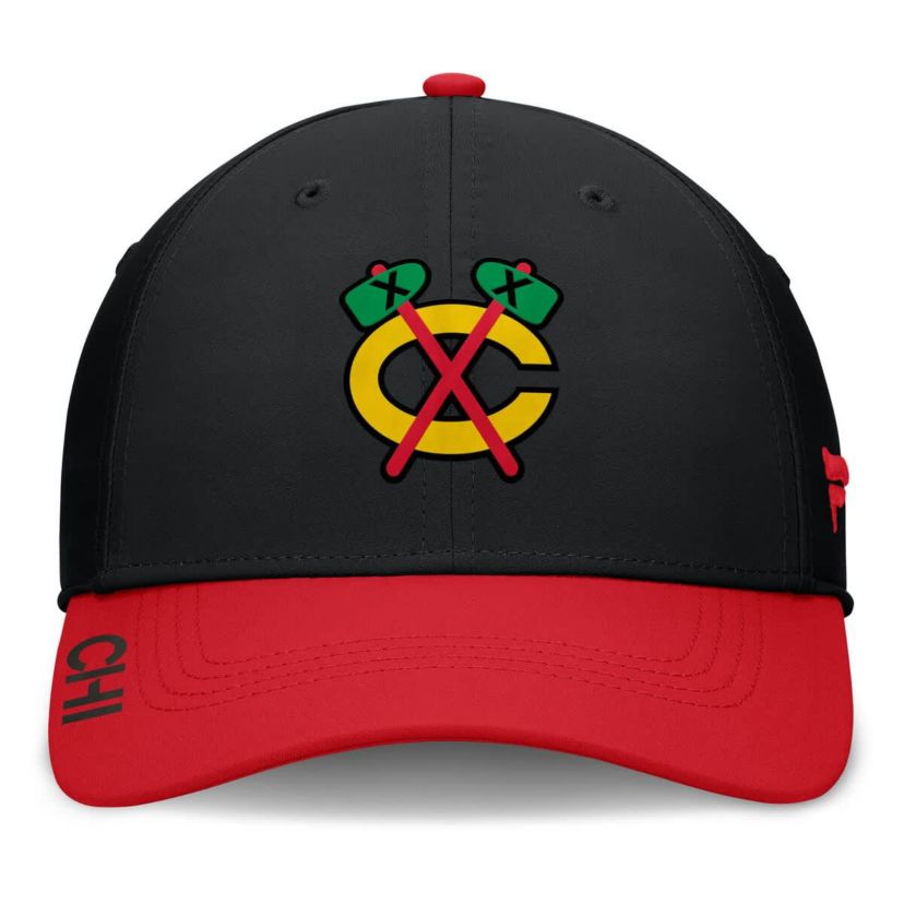 NHL Fanatics Black/Red Chicago Blackhawks Authentic Pro Rink Flex Hat