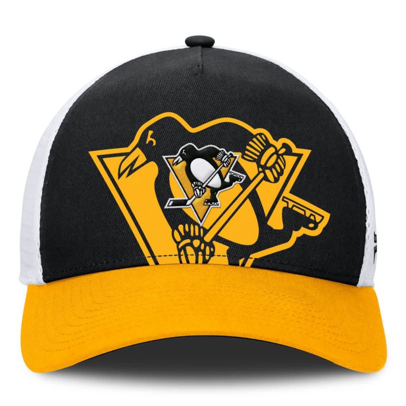 NHL Fanatics Black/Gold Pittsburgh Penguins Authentic Pro A-Frame Rink Adjustable Hat