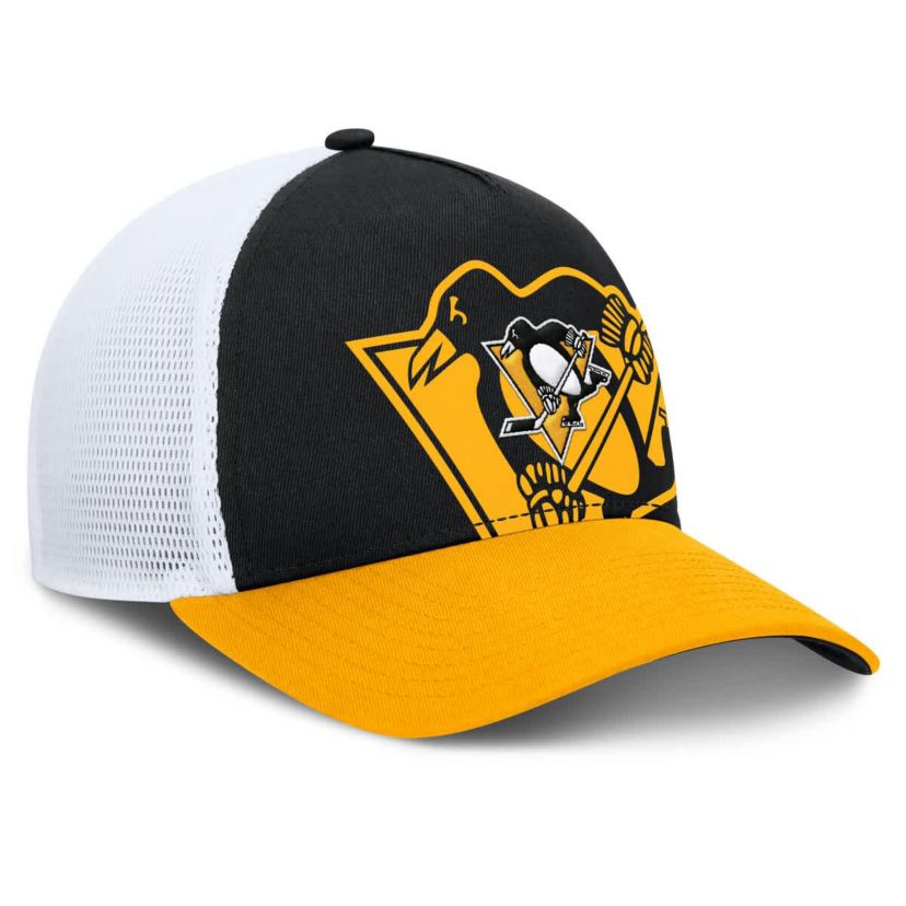NHL Fanatics Black/Gold Pittsburgh Penguins Authentic Pro A-Frame Rink Adjustable Hat