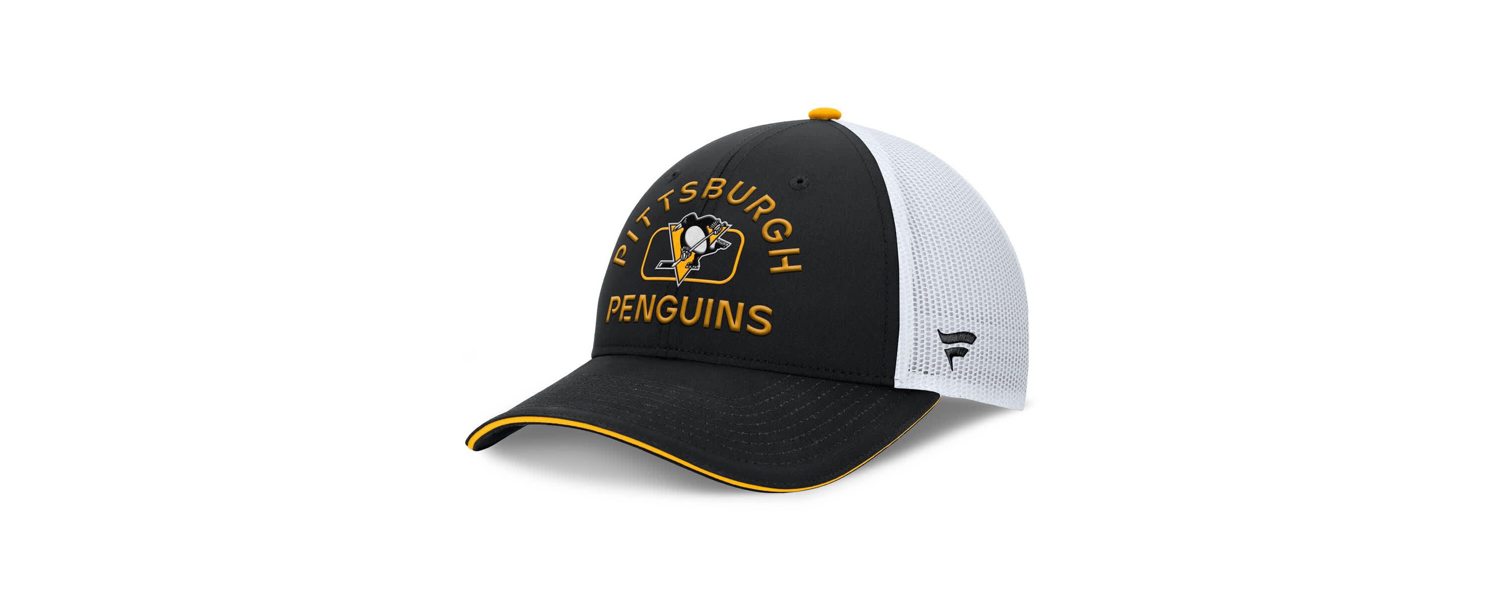 NHL Fanatics Black/White Pittsburgh Penguins Authentic Pro Rink Trucker Hat