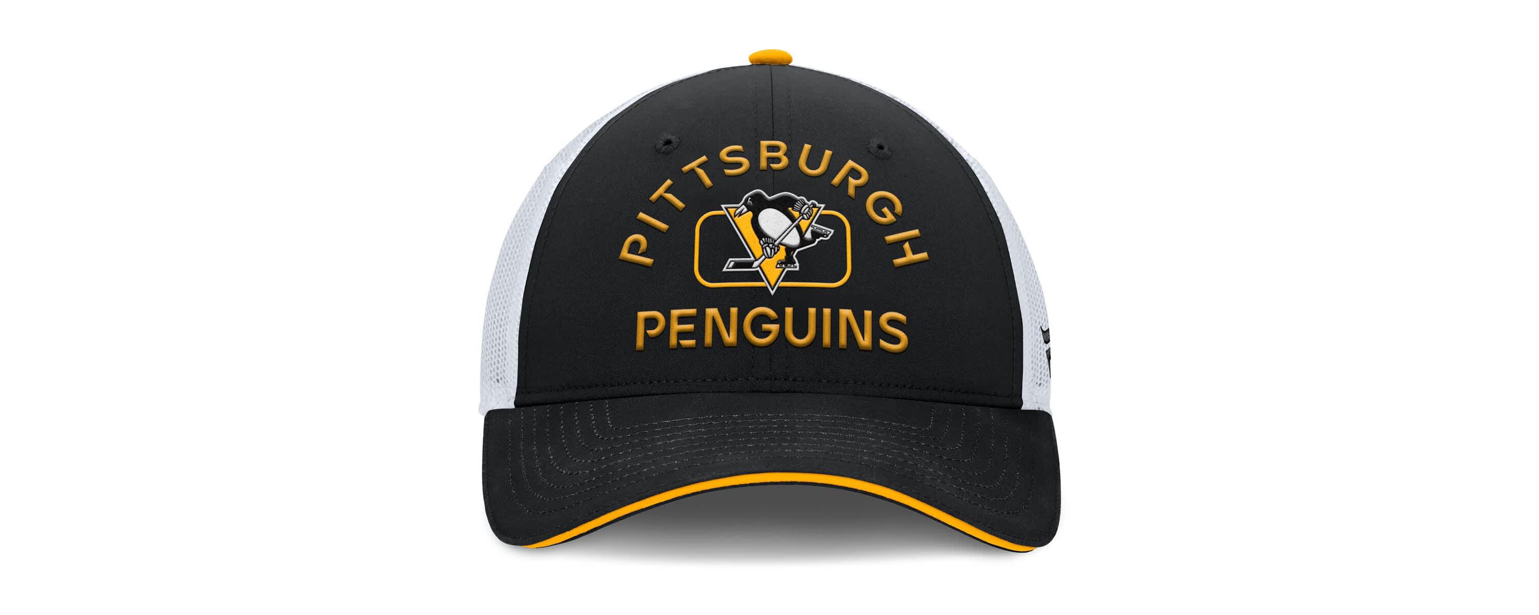 NHL Fanatics Black/White Pittsburgh Penguins Authentic Pro Rink Trucker Hat